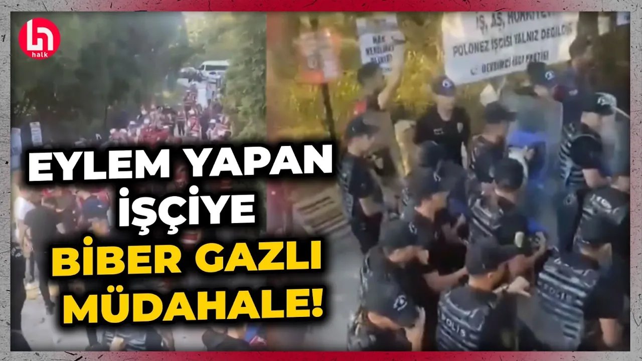 Çatalca'da işçiler eylem yaptı: Eylem yapan işçilere polis biber gazı sıktı!