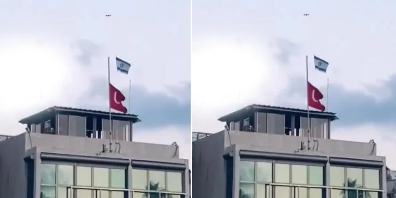 Türkiye'nin Tel Aviv büyükelçiliği üzerinde İsrail bayrağı uçurdular