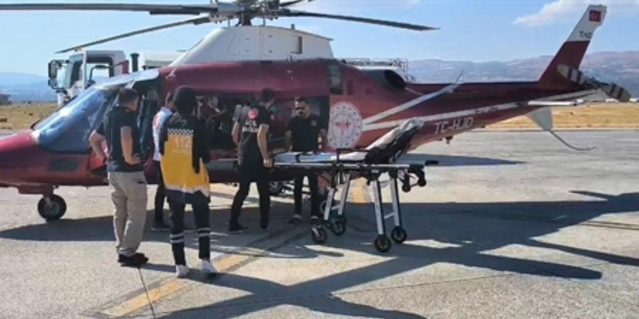 80 yaşındaki hasta, ambulans helikopterle hastaneye yetiştirildi