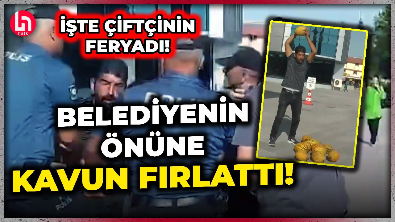 Konya'da bir çiftçi kavunlarına el konulunca belediyeyi böyle protesto etti!