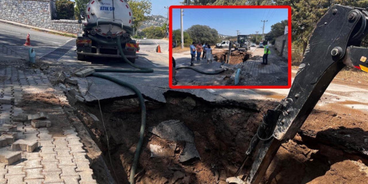 Ana su isale hattı patladı yol trafiğe kapandı!