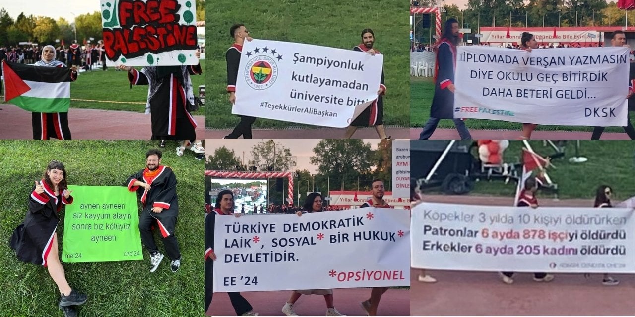 ODTÜ mezuniyetinde bu yıl da pankartlar konuştu