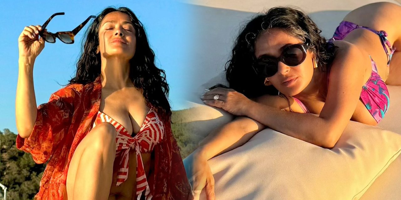 Salma Hayek'in bikinili pozları sosyal medyayı salladı