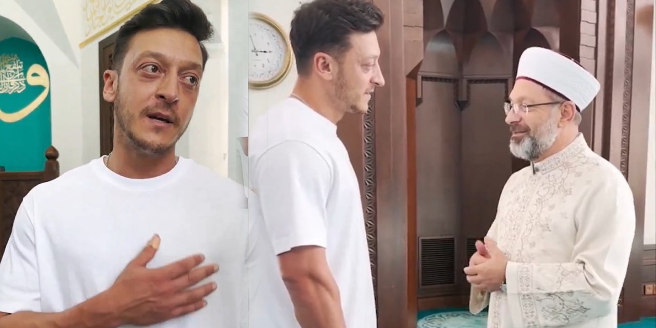 Mesut Özil bu defa camide Diyanet Başkanı ile buluştu. Temizlik yapmadı