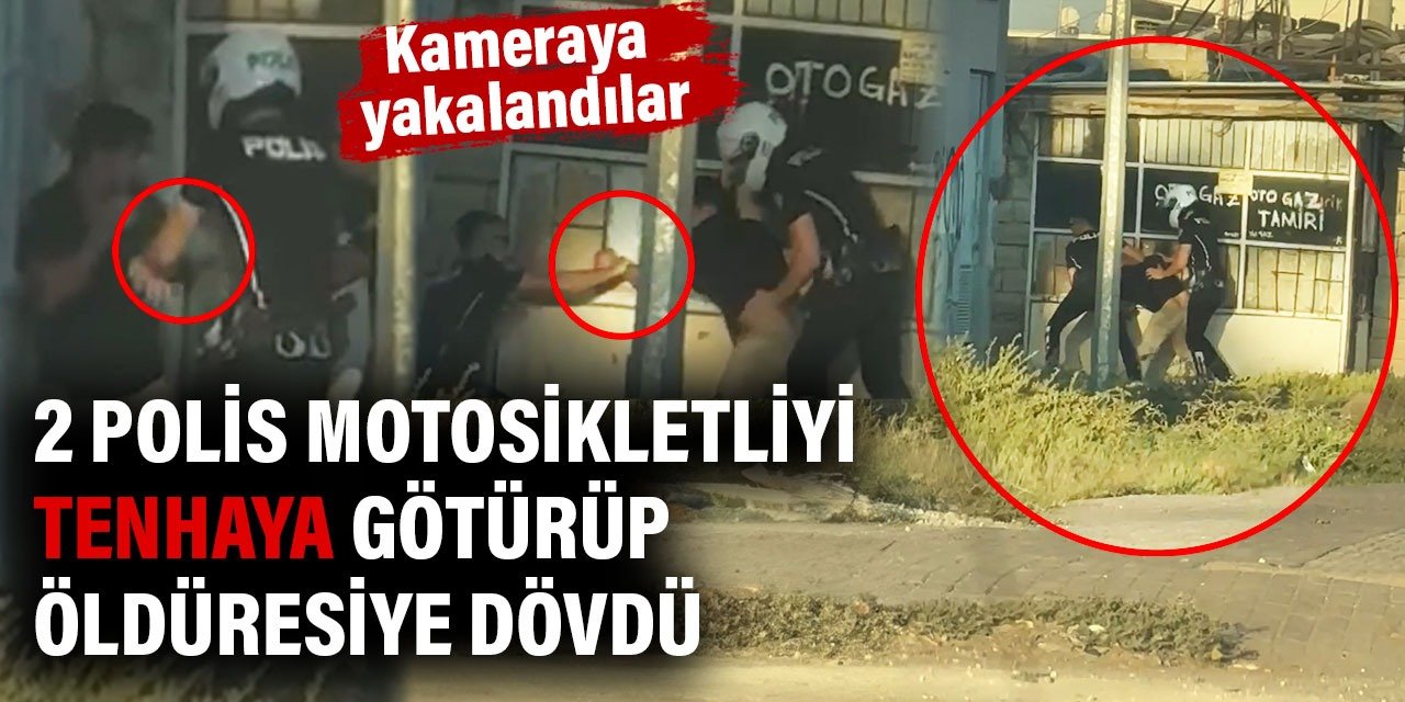 İki polis motosikletliyi tenhaya götürüp öldüresiye dövdüler. Kameraya yakalandılar