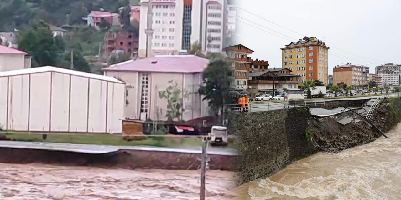 Korkutan anlar! Asfalt yol dere sularına gömüldü