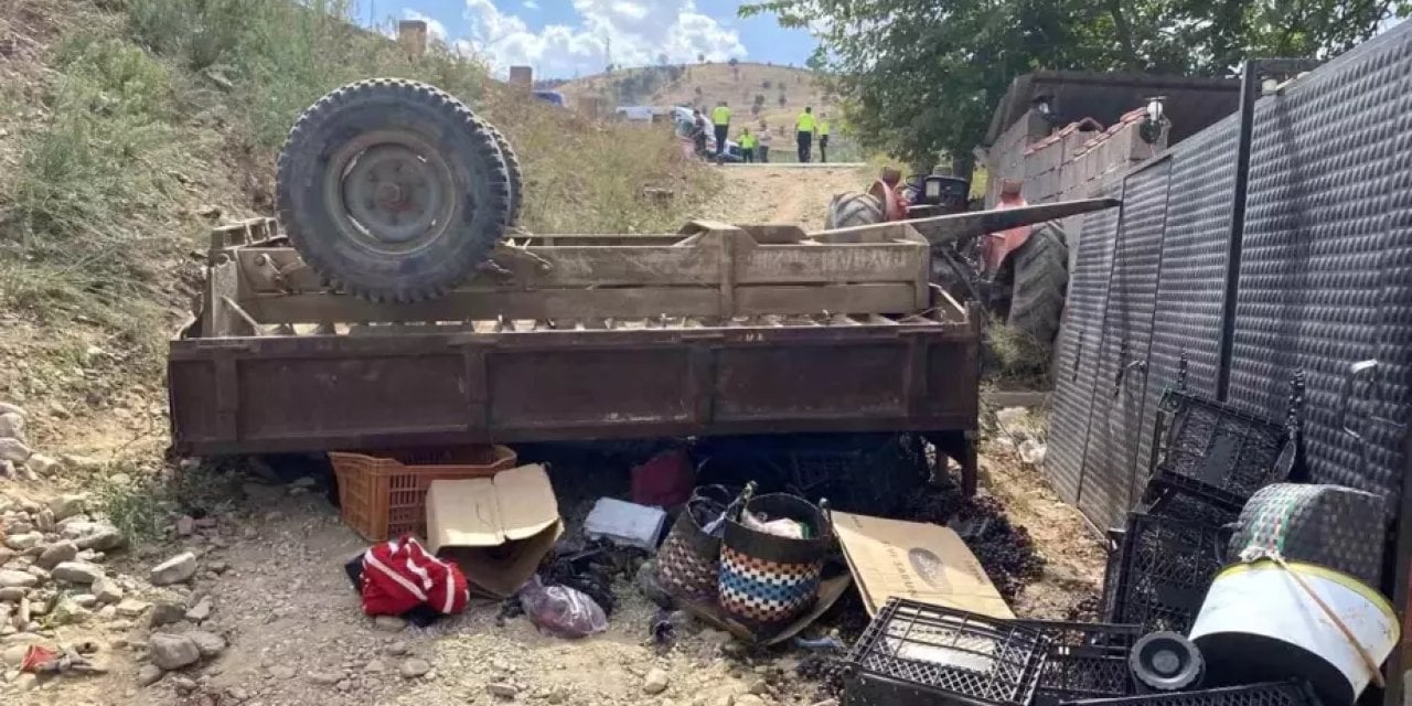 Devrilen traktördeki çok sayıda işçi hastanelik oldu!