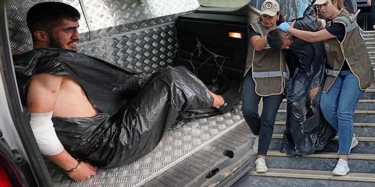 Kadın polisin katilini kadın polisler hayvan taşıma aracıyla götürdüler. Katili hak ettiği gibi çöp poşetine soktular