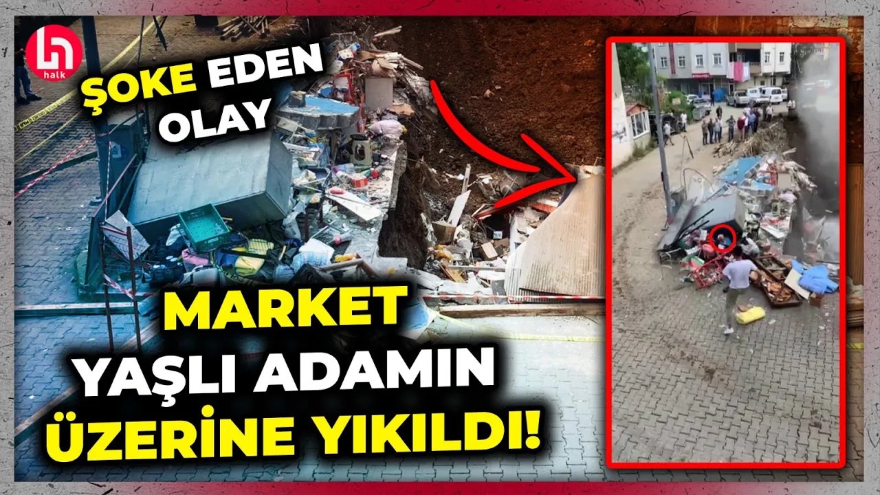 Temel kazısı marketi yuttu! Artvin’de temel kazısı sırasında market, yaşlı adamın üzerine yıkıldı!