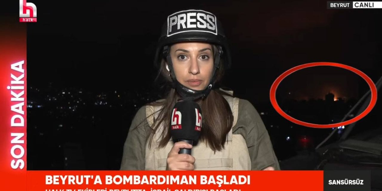 İsrail Beyrut'u vuruyor: O anlar Halk TV canlı yayına yansıdı