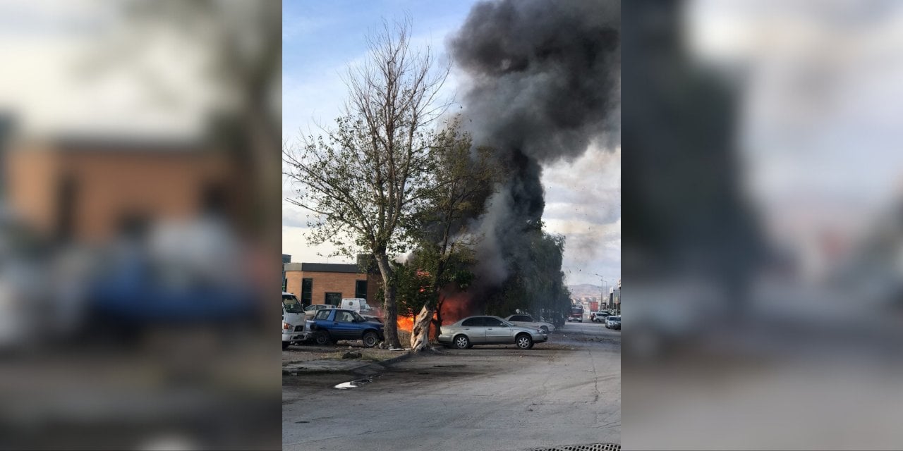 Ankara'da otopark yangını! 5 araç kül oldu