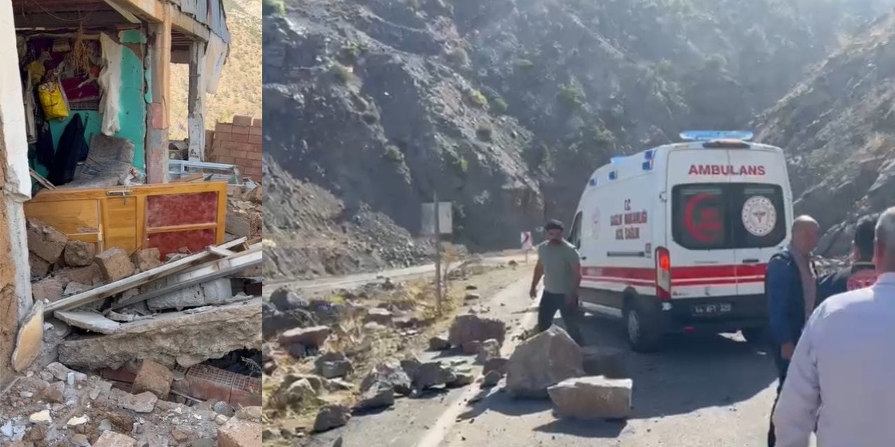 Malatya'daki deprem sonrası dev kayalar yolları kapattı!