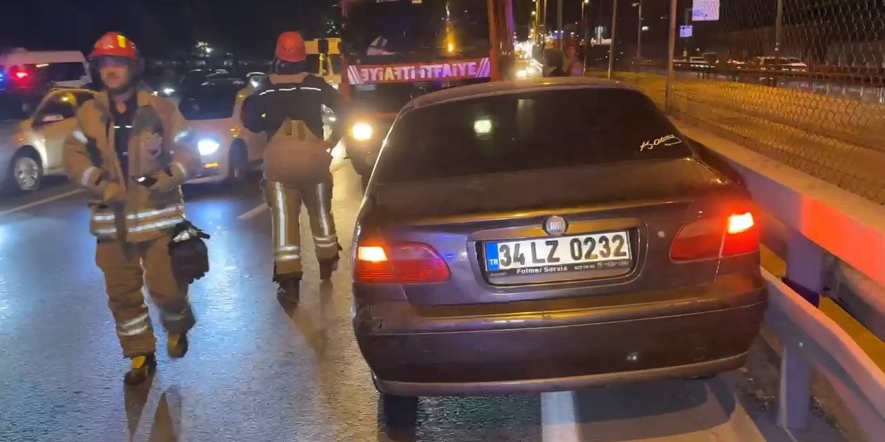 Seyir halindeki otomobile çarptı. Aracından inip gitti