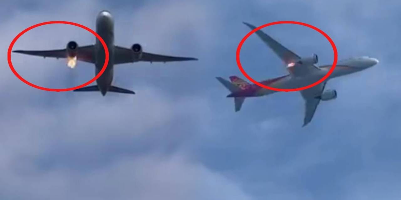 Yolcu uçağının motoru alev aldı