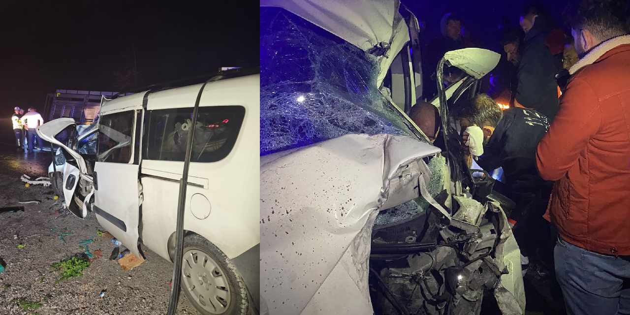 Hafif ticari araç ile TIR kafa kafaya çarpıştı