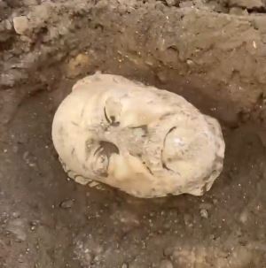 Denizli'de bulunan heykelin başı da gün yüzüne çıkarıldı