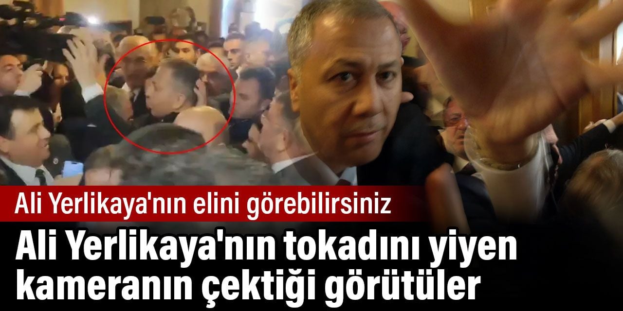 Ali Yerlikaya'nın tokadını yiyen kameranın çektiği görütüler. Ali Yerlikaya'nın elini görebilirsiniz