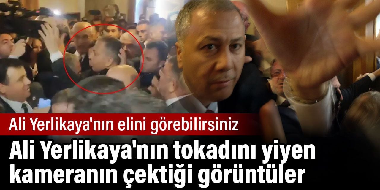 Ali Yerlikaya'nın tokadını yiyen kameranın çektiği görütüler. Ali Yerlikaya'nın elini görebilirsiniz