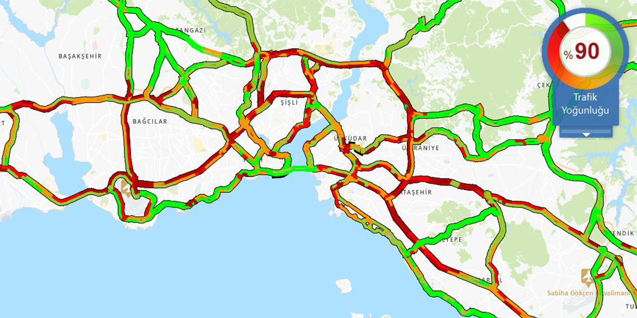 İstanbul'da trafik yoğunluğu %90'a ulaştı