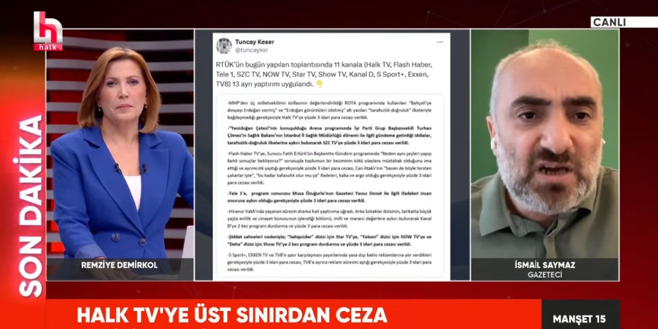 İsmail Saymaz RTÜK'e ateş püskürdü