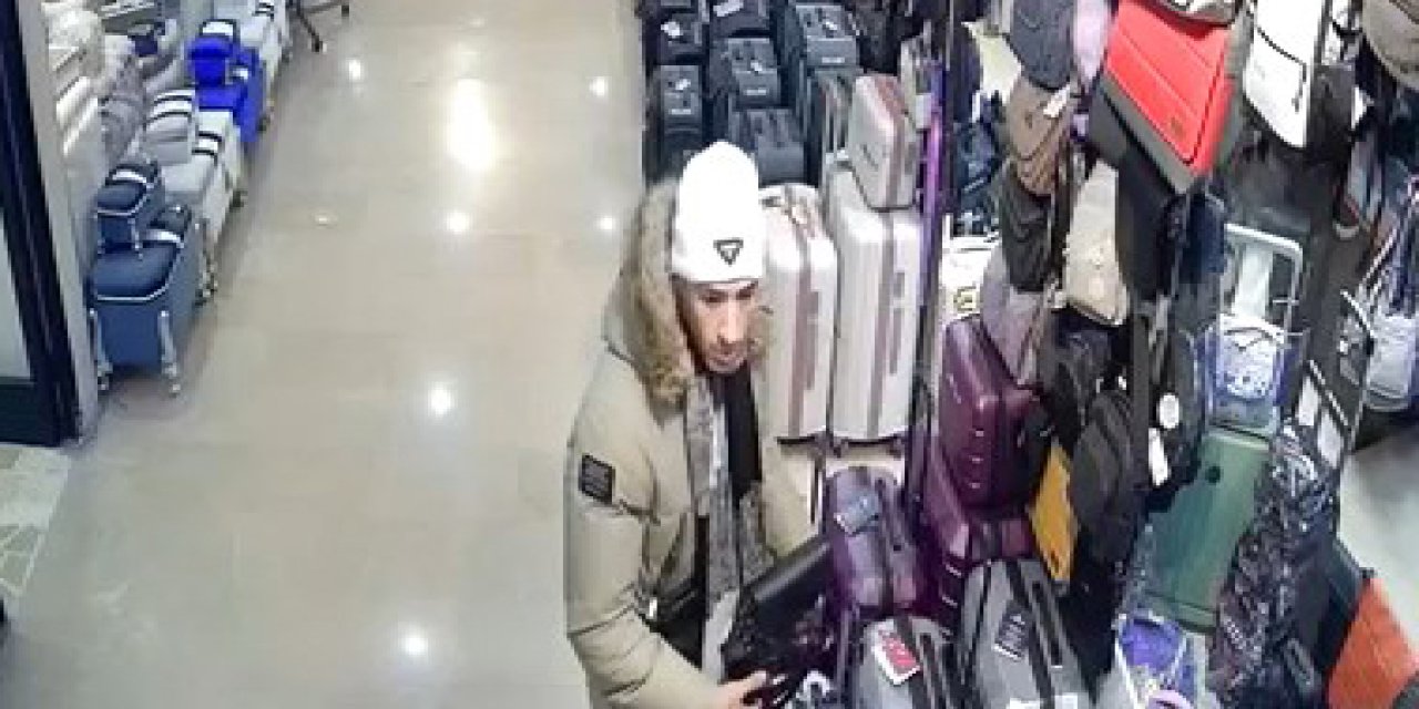 2 bin liralık deri çantayı çaldı. Kameralar böyle yakaladı