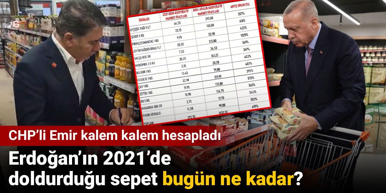 Erdoğan'ın 2021'de doldurduğu sepet bugün ne kadar? CHP'li Emir tek tek hesapladı