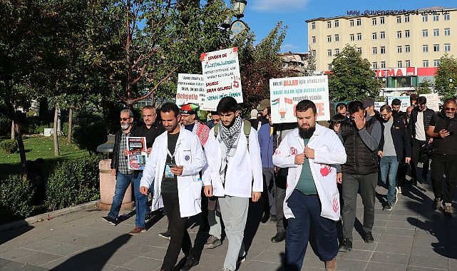 Erzurum'da sağlık çalışanları Gazze için yürüdü