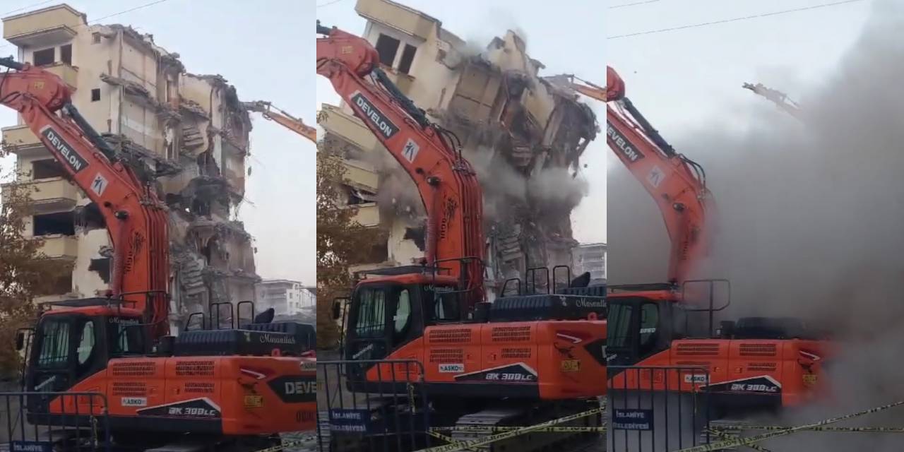 Gaziantep'te hasarlı bina yıkım sırasında çöktü