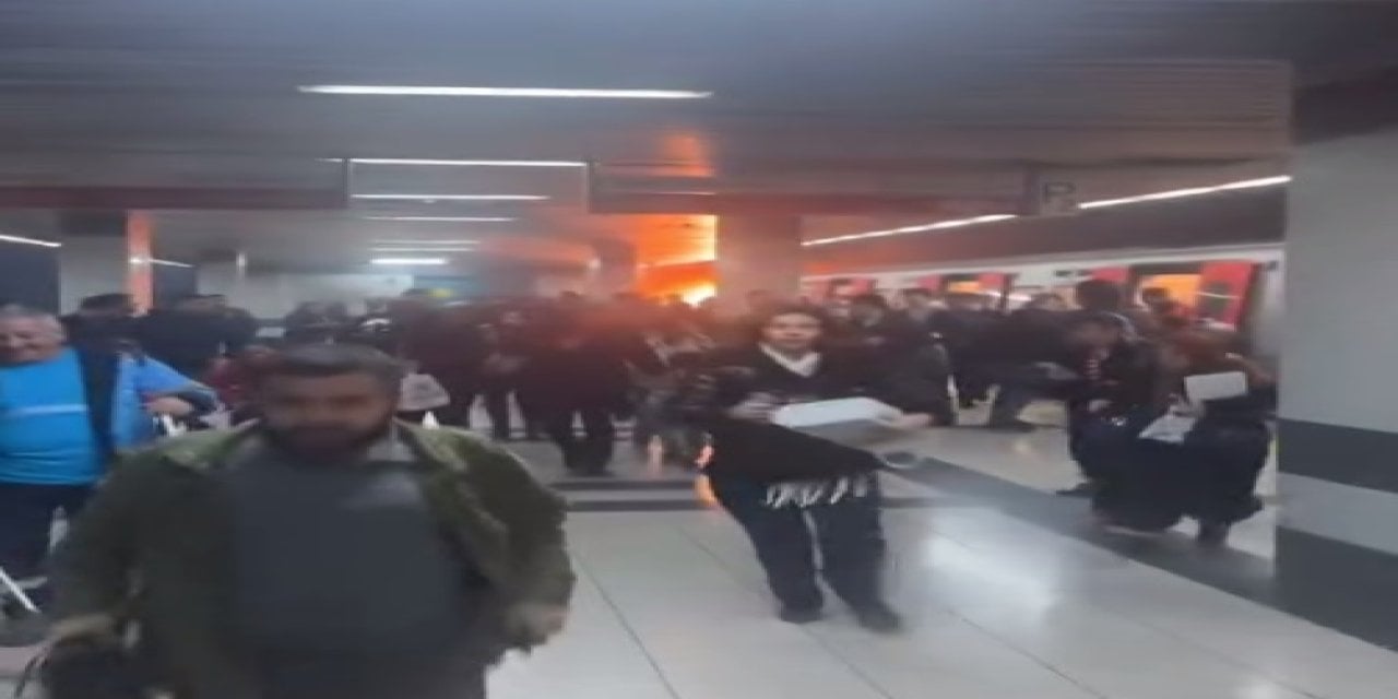 Metroda yangın paniği. Seferler durduruldu