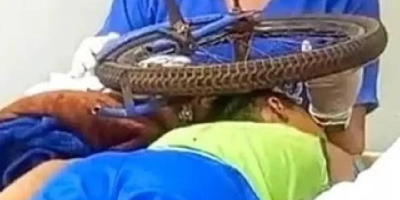 9 yaşındaki çocuğun kafasına tekerlek saplandı