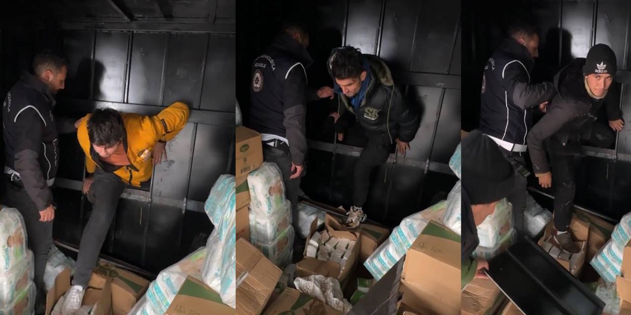 Kamyonetin gizli bölmesinden 9 kaçak göçmen çıktı