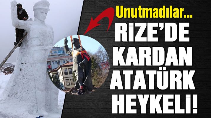 Kaldırılan Atatürk heykelinin yerine kardan Atatürk!