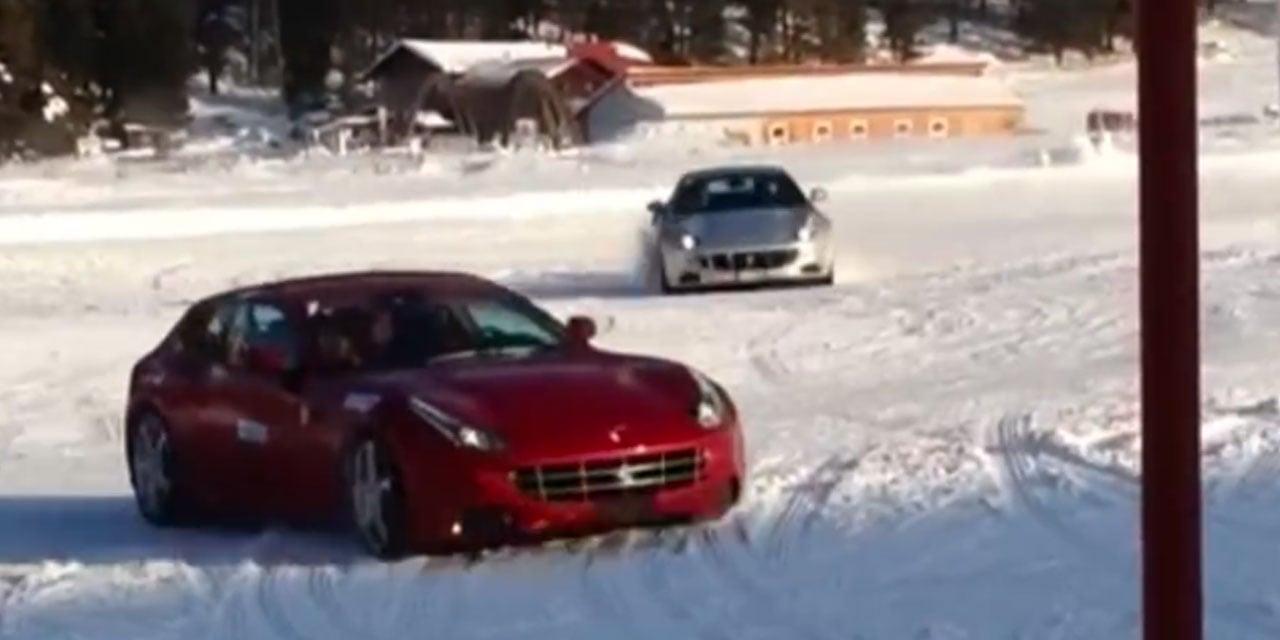 Murat Ülker'in oğlu Yahya kırmızı Ferrari ile karın tozunu attırdı