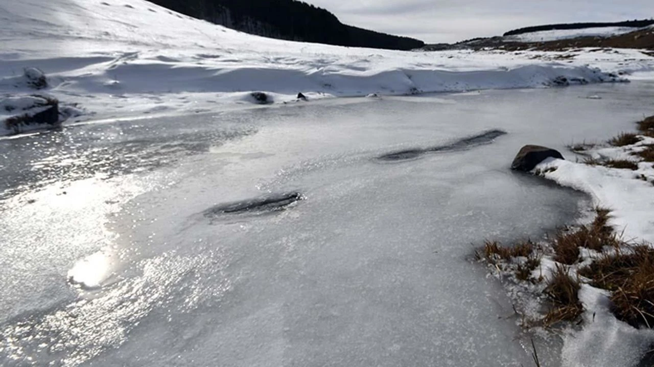 Ağrı ile Erzurum'da nehir ve dereler buzla kaplandı