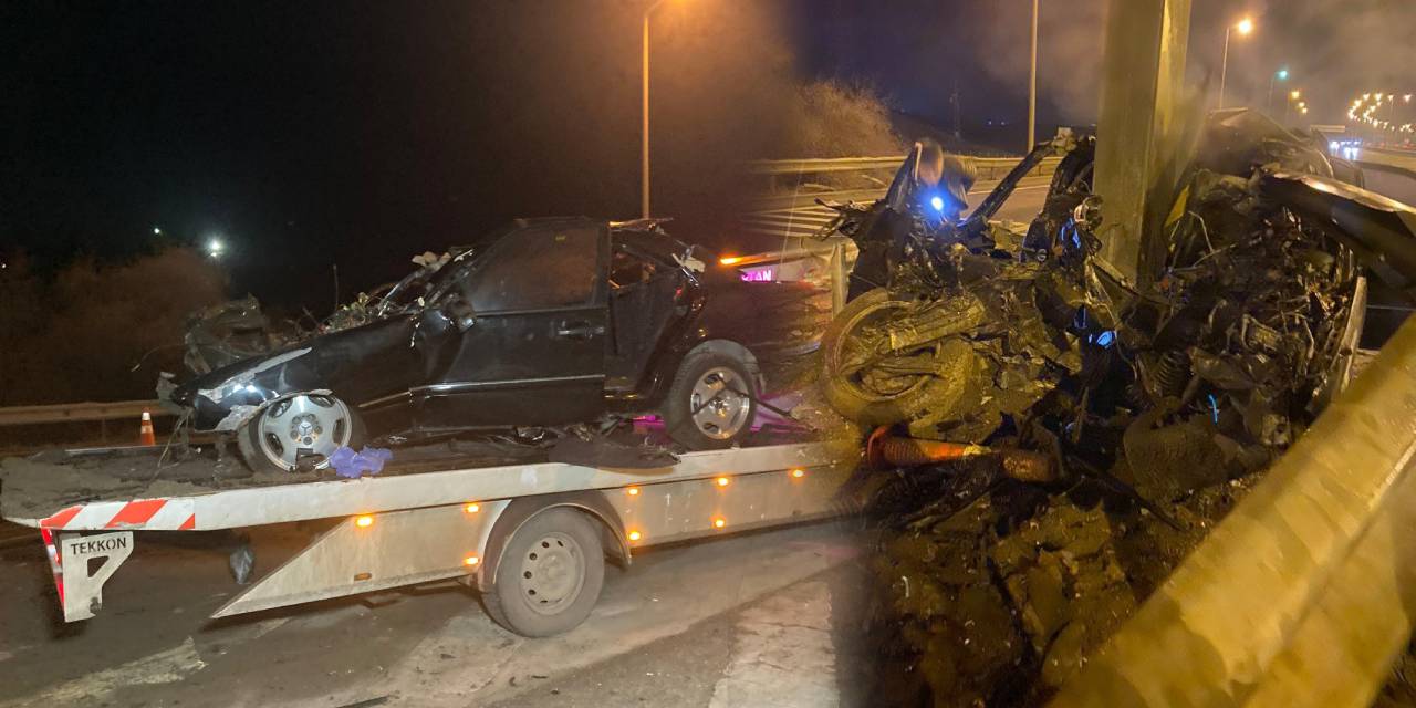 Levha direğine çarpan sürücü olay yerinde can verdi