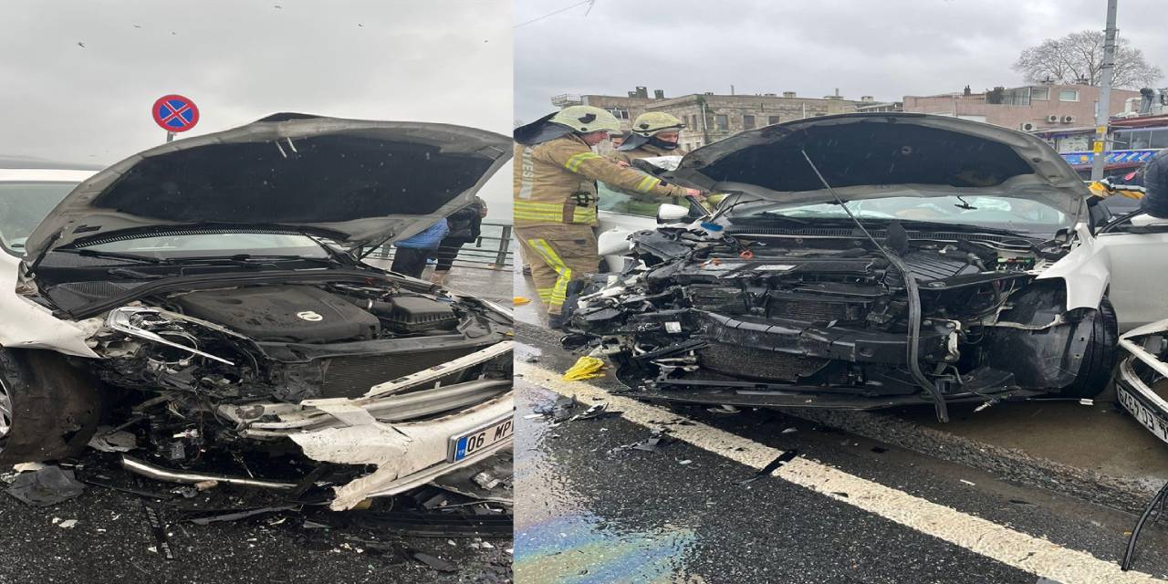 Sarıyer'de otomobille cip kafa kafaya çarpıştı. Yaralılar var