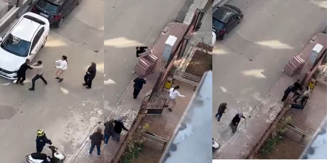 Bıçaklı, kaldırım taşlı komşu kavgası kameralara böyle yansıdı
