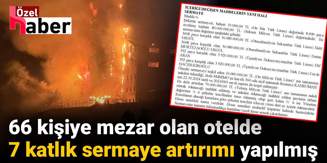 66 kişiye mezar olan otelde 7 katlık sermaye artırımı yapılmış