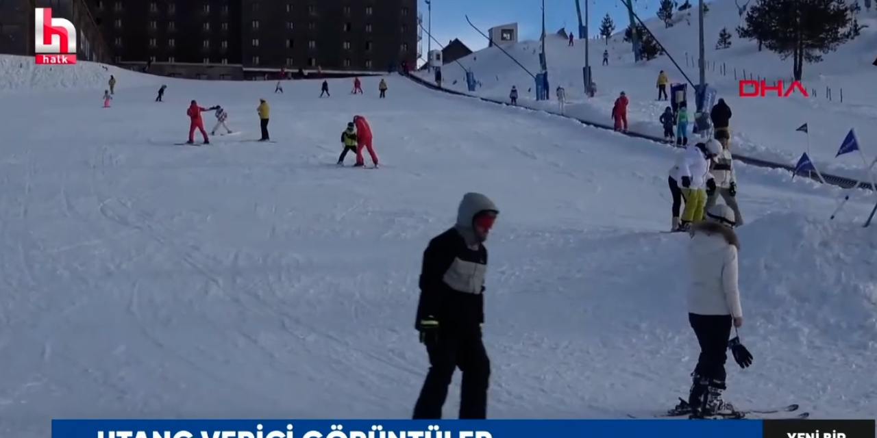 İnsanlar yanarken kayak yapmaya devam ettiler