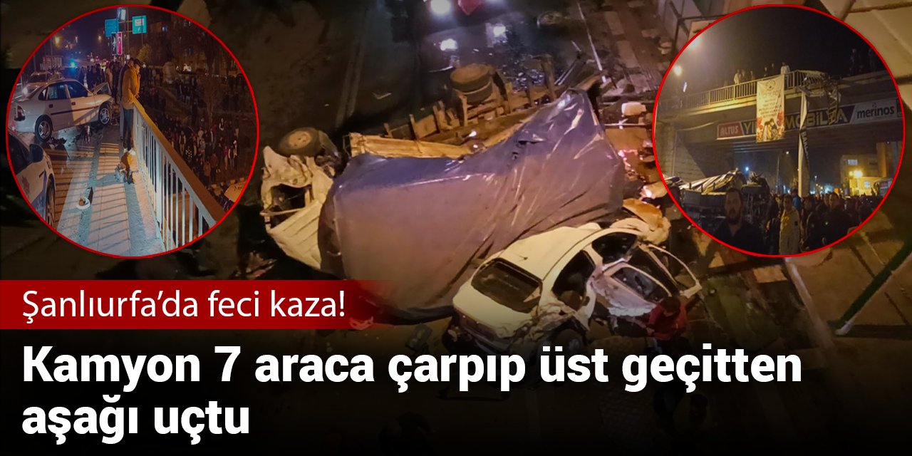 Kamyon sürüklediği otomobille üst geçitten düştü: Ölü ve yaralılar var!