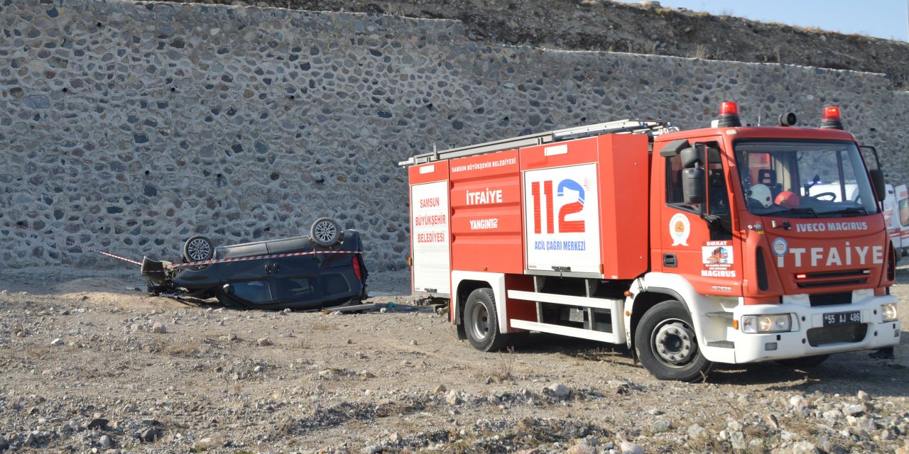 Samsun'da devrilen aracın sürücüsü öldü