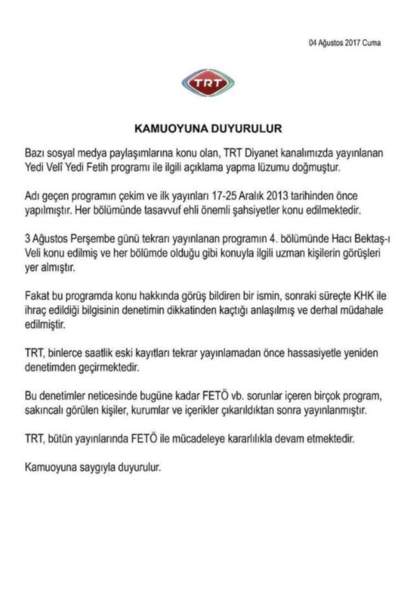 TRT'de bir FETÖ krizi daha!