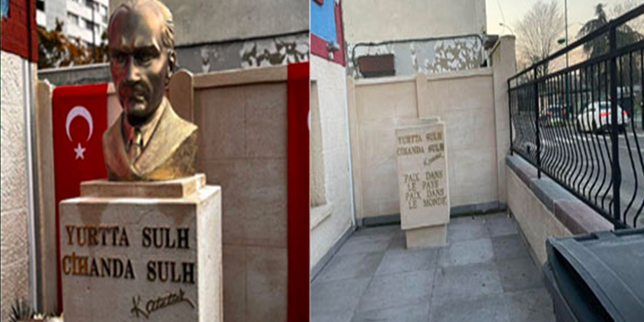 Atatürk büstüne alçak saldırı