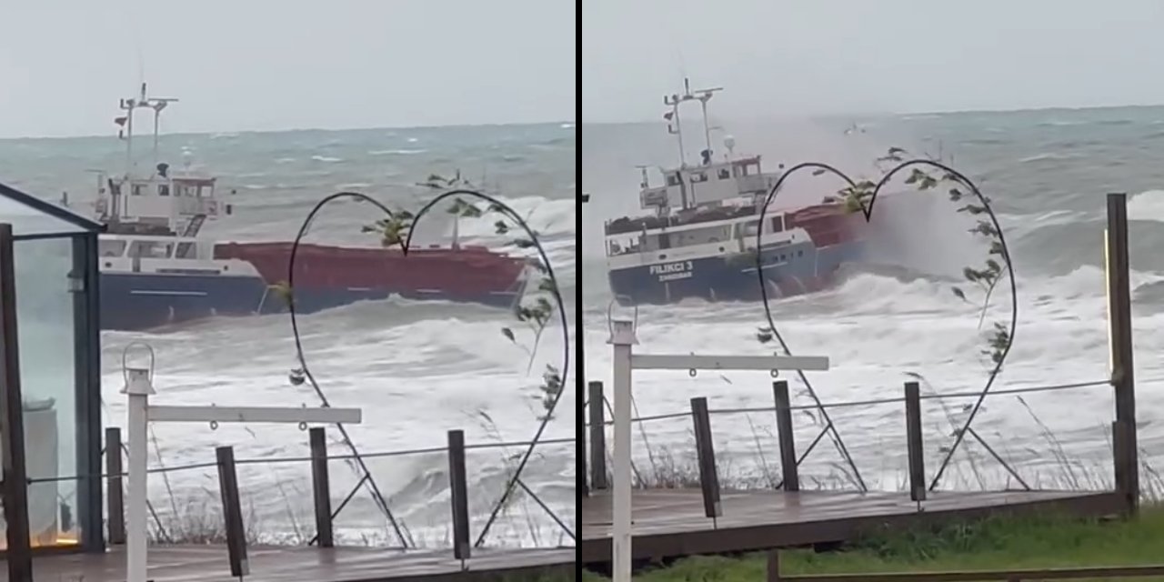 Kilyos'ta fırtına nedeniyle kuru yük gemisi sürüklendi