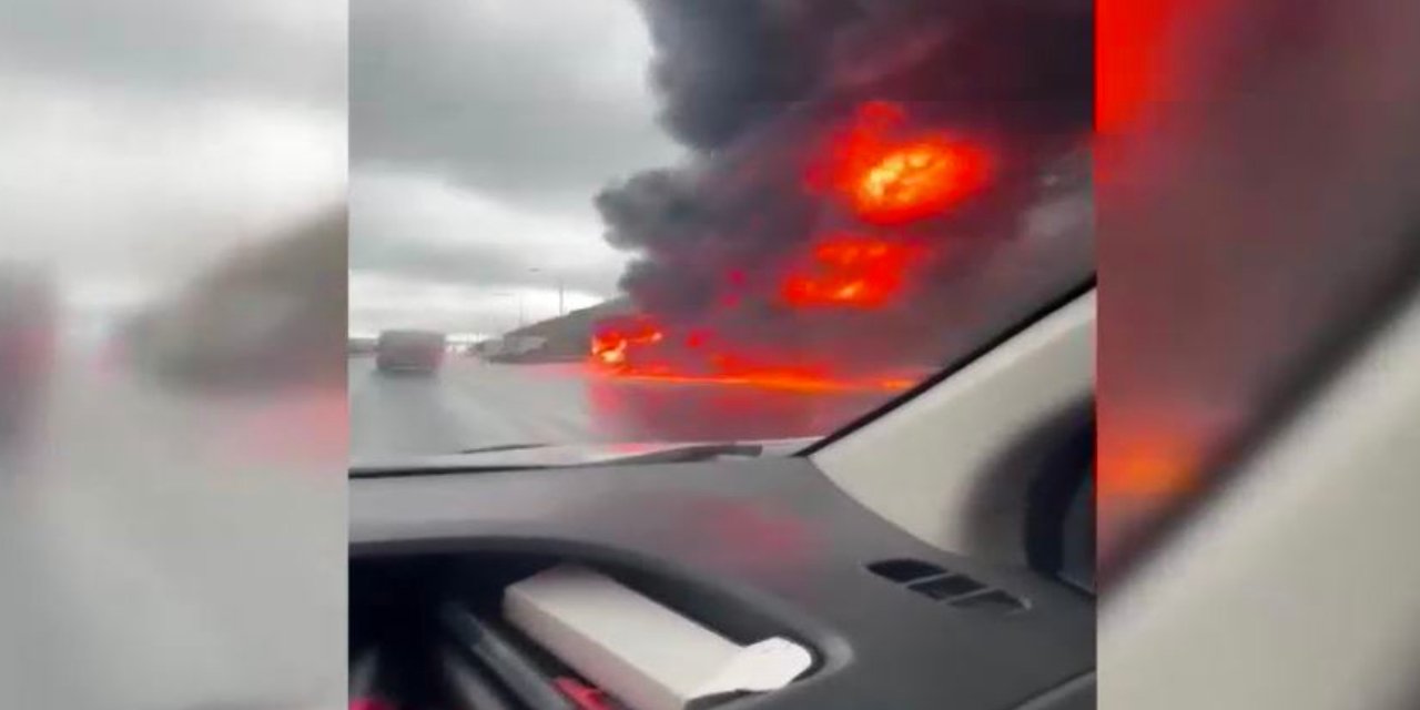 Yavuz Sultan Selim Köprüsü'nde TIR yangını: Dumanında araçlar kayboldu