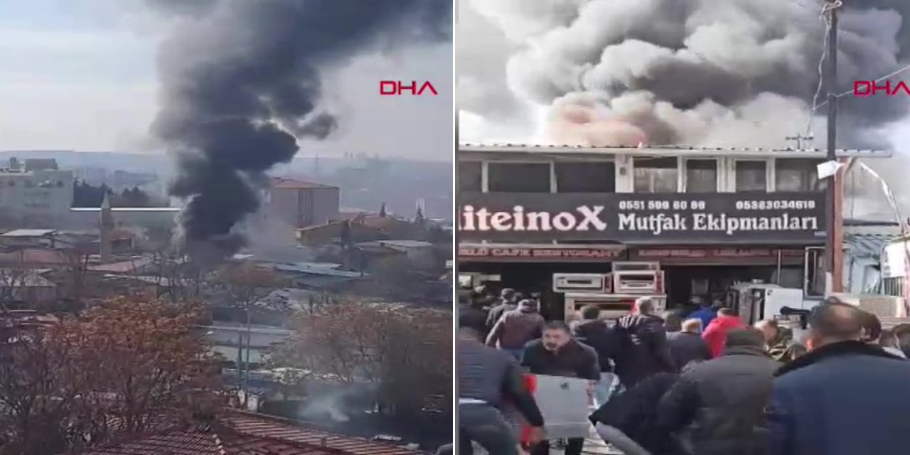 Ankara'da spotçular çarşısında yangın