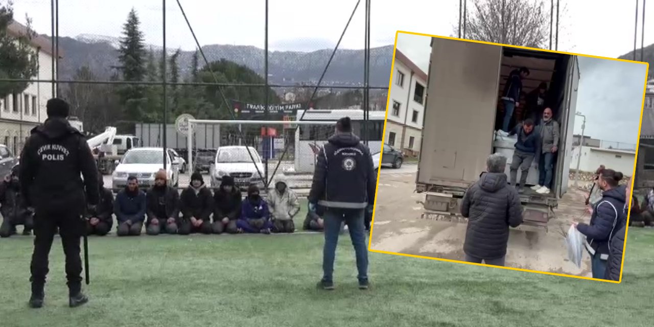 Tonlarca yükün arasına 24 kaçak Afgan saklamış