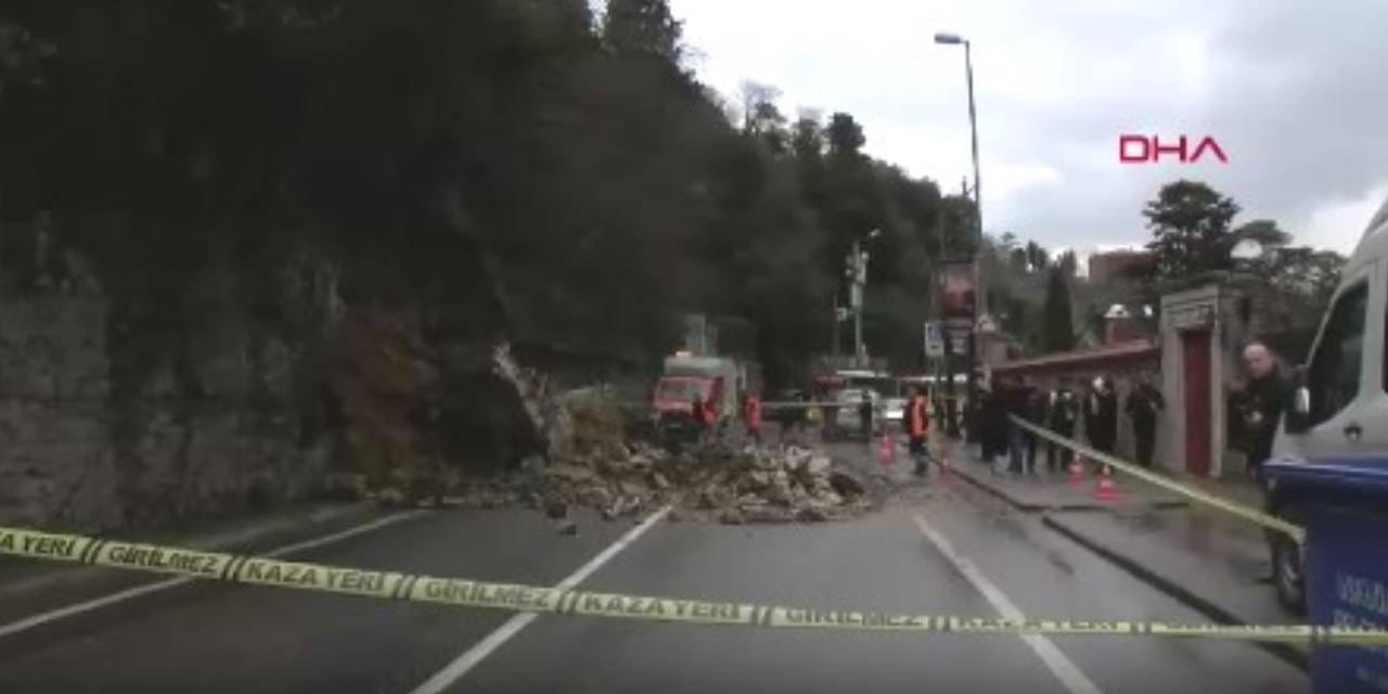İstanbul'da istinat duvarı çöktü! Cadde trafiğe kapatıldı