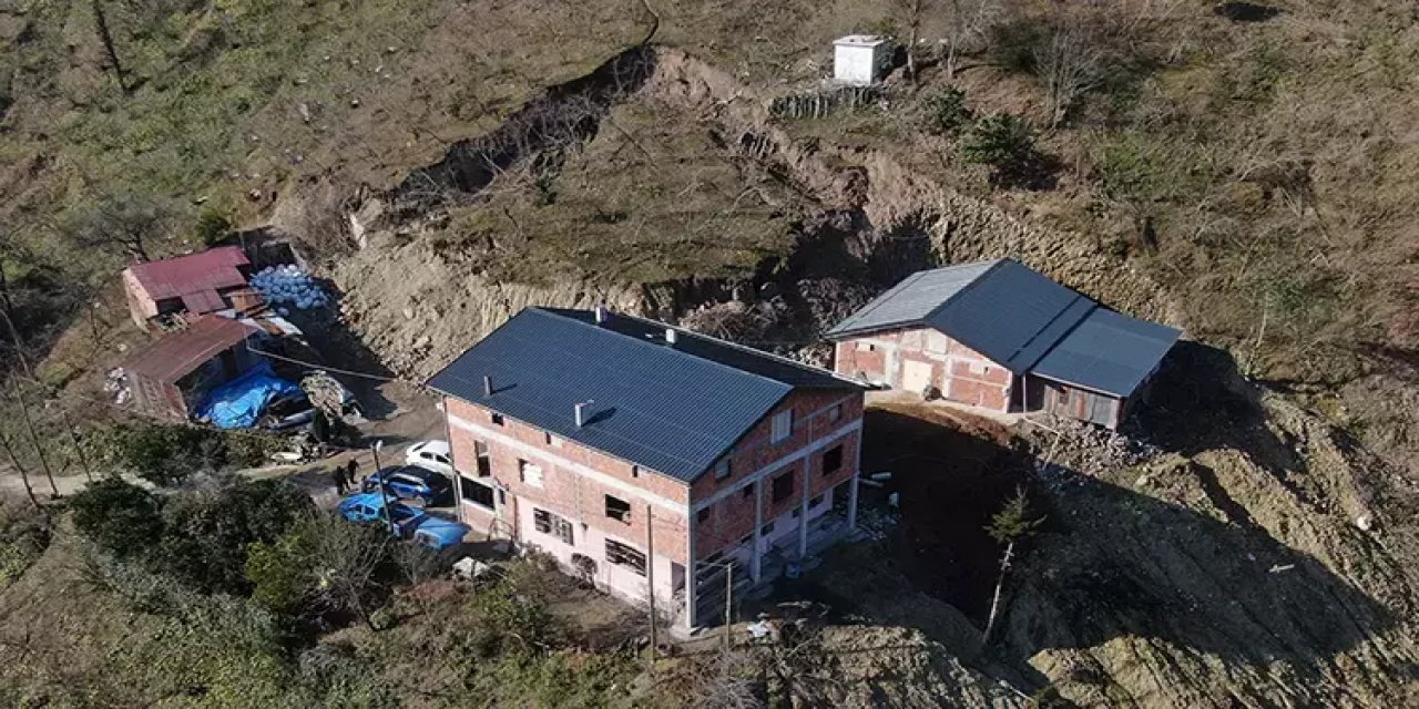 Trabzon'daki heyelan bölgesi havadan görüntülendi