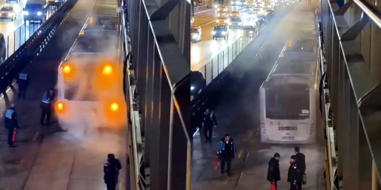 Avcılar'da metrobüste yangın çıktı